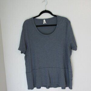 PACT Gray Short Sleeve Smock Pullover XXL Round Neck Top